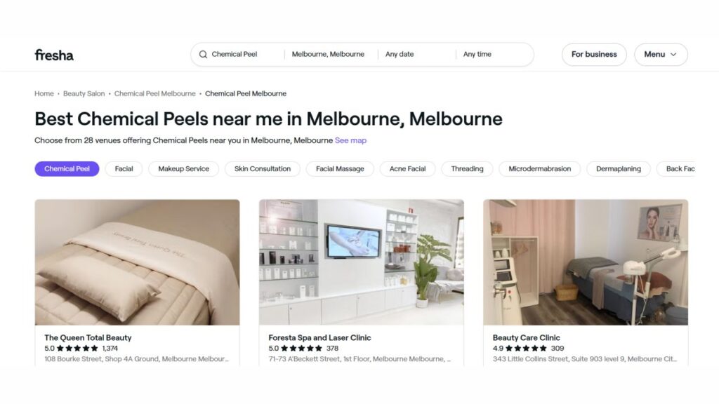 chemical peels in tasmania, fresha listings – 28 venues offering chemical peels in melbourne