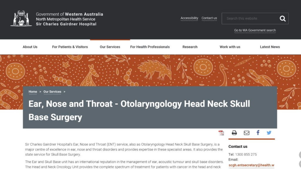 sir charles gairdner hospital ent & head neck skull base surgery nedlands tertiary level expertise